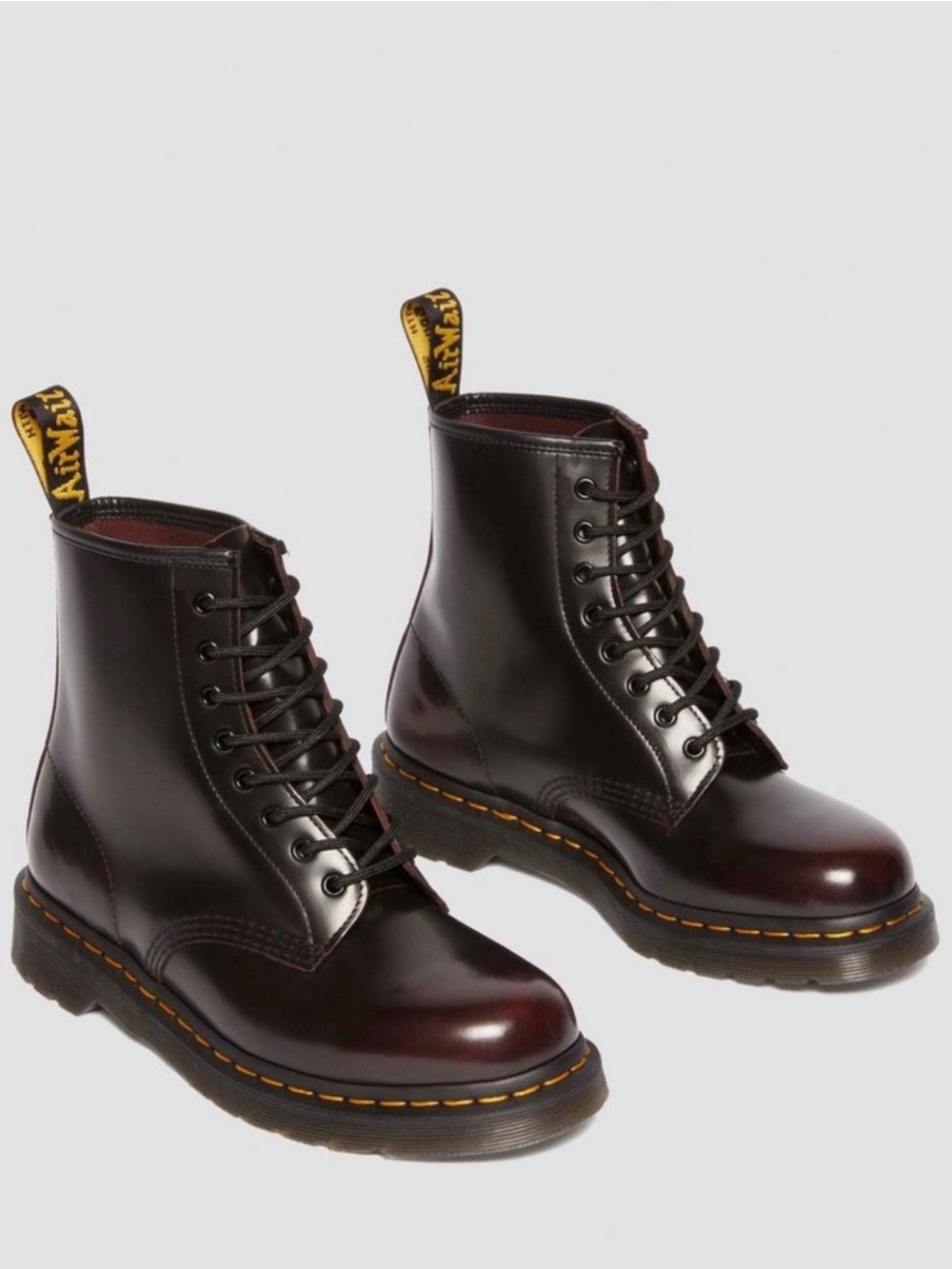 Dr Doc Martens 1460 Cherry Red Arcadia Leather Combat Boots STUNNING Goth Grunge